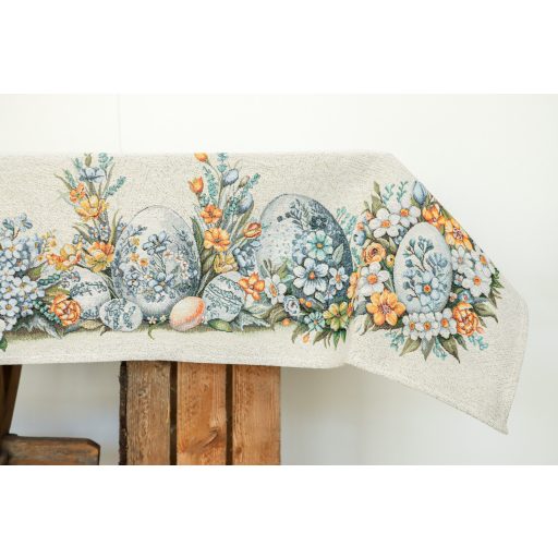 Húsvéti tojásos (sárga-kék) asztalterítő, 137x180 cm