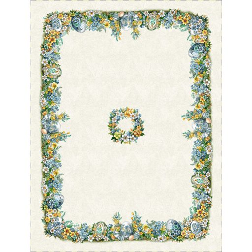 Húsvéti tojásos (sárga-kék) asztalterítő, 137x240 cm