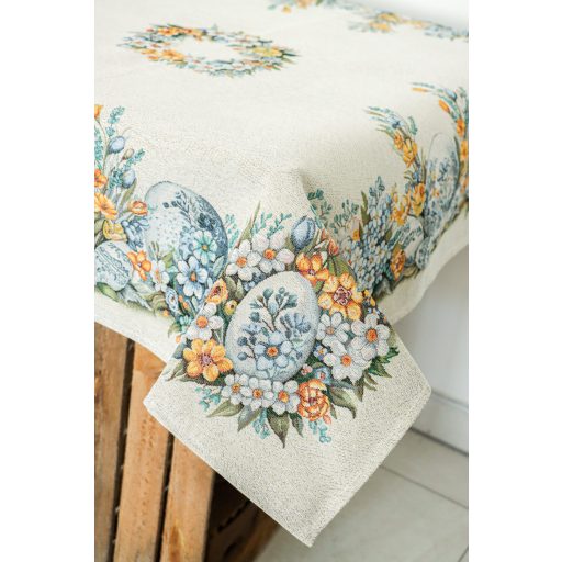 Húsvéti tojásos (sárga-kék) asztalterítő, 96x100 cm