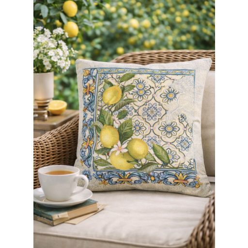 Capri 2 (tört mintás) citromos, mediterrán díszpárna huzat