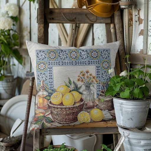 Lemon Art citromos mediterrán díszpárna huzat