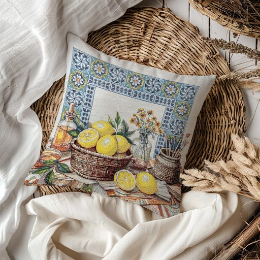 Lemon Art citromos mediterrán díszpárna huzat