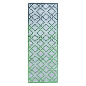   Geometria mintás kétoldalú kültéri szőnyeg, zöld, 197 x 72 cm
