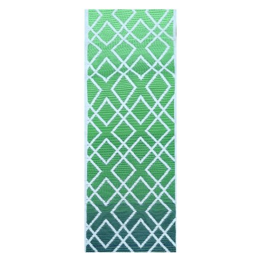 Geometria mintás kétoldalú kültéri szőnyeg, zöld, 197 x 72 cm