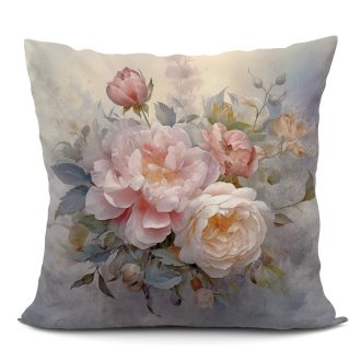 Mona virágos bársony díszpárna töltettel