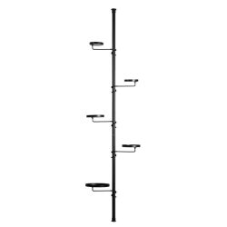   Teleszkópos virágtartó állvány 5 tálcával, fekete,  300 cm