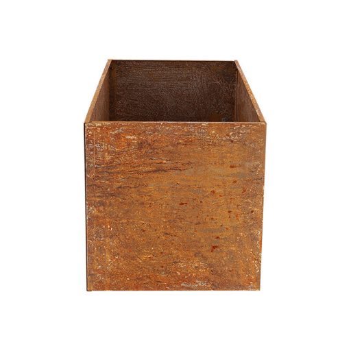 Rozsdásított felületű fém virágláda, 70 x 38 x 38 cm