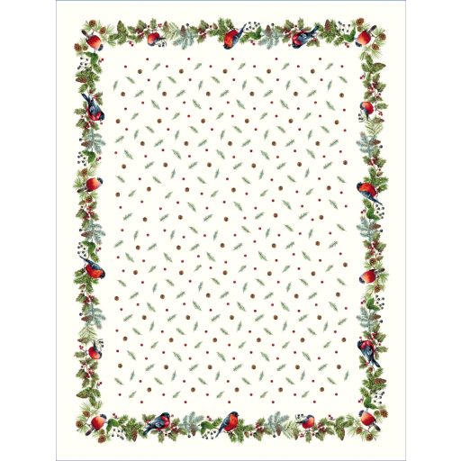 Kismadarak fenyőágon asztalterítő, 137x240 cm