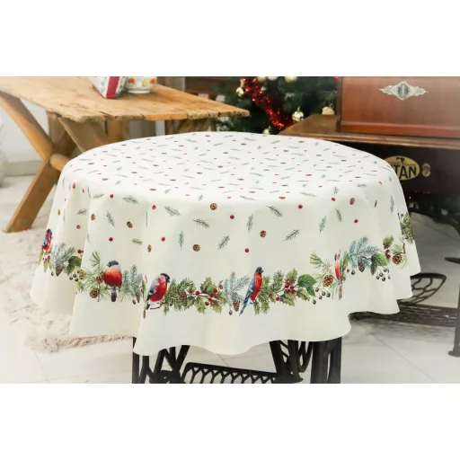 Kismadarak fenyőágon, kör alakú, 160 cm 