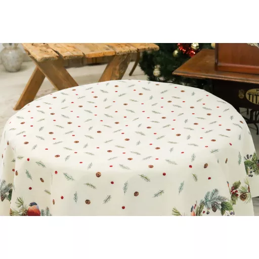 Kismadarak fenyőágon, kör alakú, 160 cm 