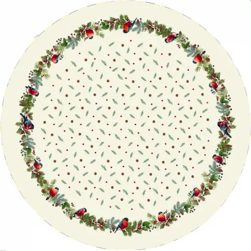 Kismadarak fenyőágon, kör alakú, 160 cm 