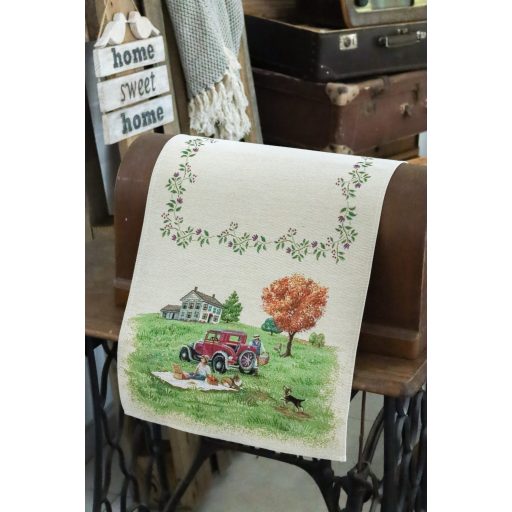 Piknik a patak partján asztali futó, 44x140 cm