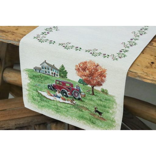 Piknik a patak partján asztali futó, 44x140 cm