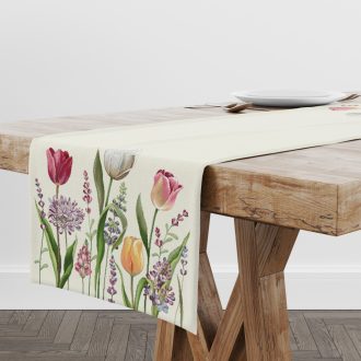 Tavaszi tulipánmező asztali futó, 44x140 cm