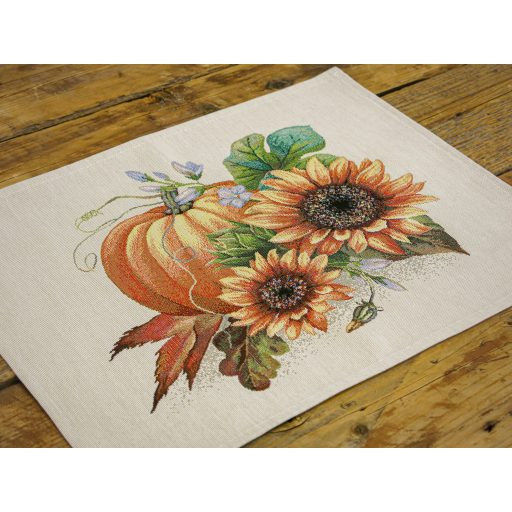 Őszi tök mintás, napraforgós tányéralátét