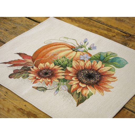 Őszi tök mintás, napraforgós tányéralátét