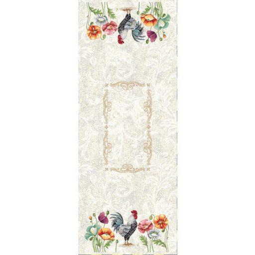 Kakasos, virágos szélű asztali futó, 44x140 cm
