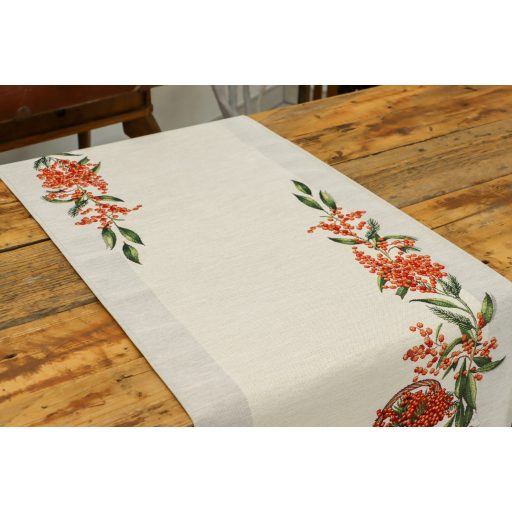 Piros bogyós asztali futó, 37x100 cm