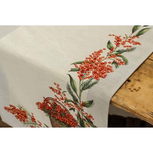 Piros bogyós asztali futó, 37x100 cm