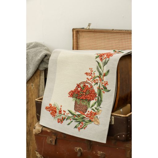 Piros bogyós asztali futó, 37x100 cm