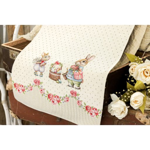 Roses húsvéti nyuszis asztali futó, 37x100 cm