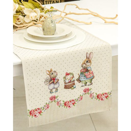 Roses húsvéti nyuszis asztali futó, 44x140 cm