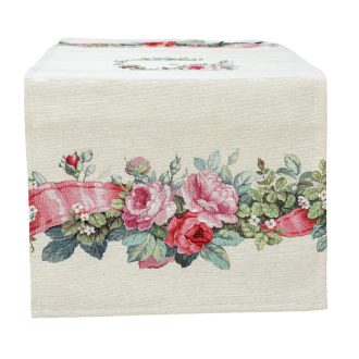 Rózsakert szalaggal asztali futó, 44x140 cm