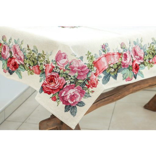 Rózsakert szalaggal asztalterítő, 96x100 cm