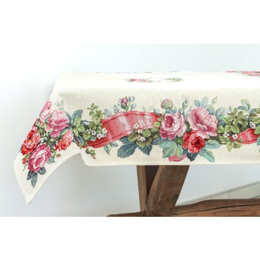 Rózsakert szalaggal asztalterítő, 96x100 cm