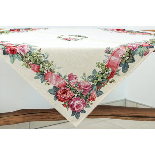 Rózsakert szalaggal asztalterítő, 96x100 cm