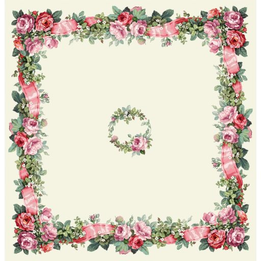 Rózsakert szalaggal asztalterítő, 96x100 cm