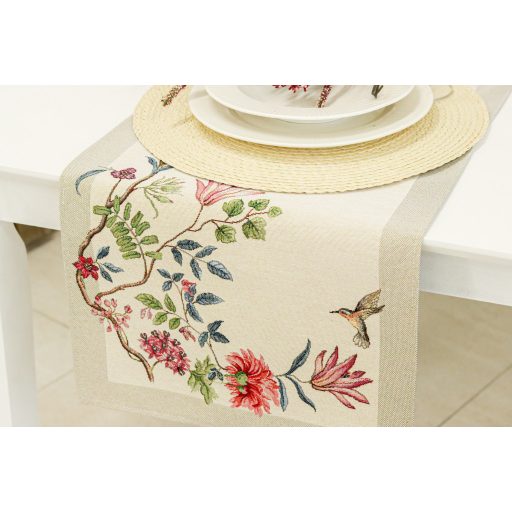 Japán virágos, kolibris asztali futó, 37x100 cm