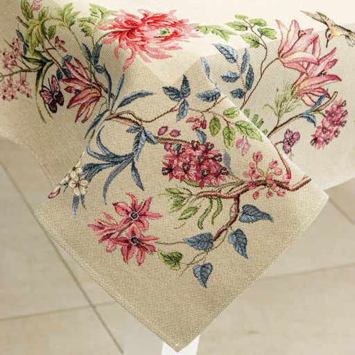 Japán virágos, kolibris asztalterítő, 96x100 cm