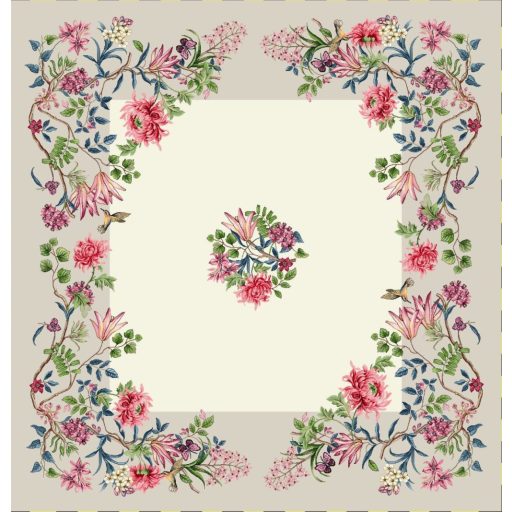 Japán virágos, kolibris asztalterítő, 96x100 cm