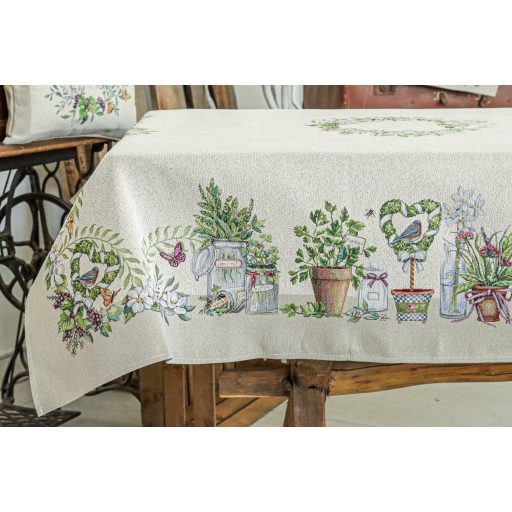 Fantasy Garden virágos, lepkés asztalterítő, 137x240 cm