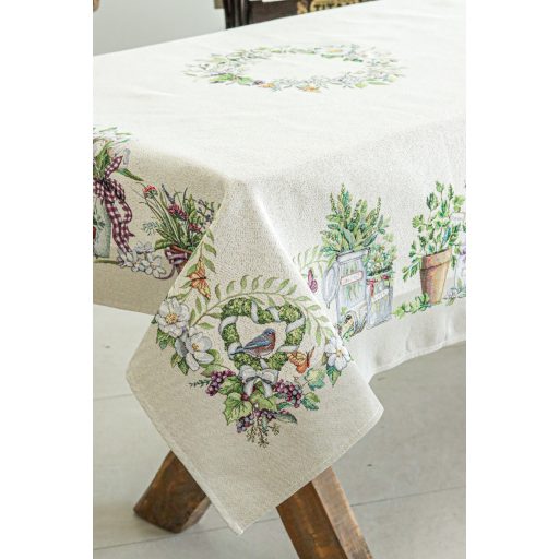 Fantasy Garden virágos, lepkés asztalterítő, 137x240 cm