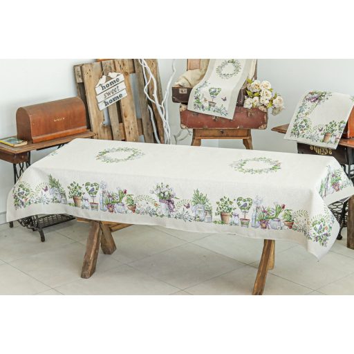 Fantasy Garden virágos, lepkés asztalterítő, 137x240 cm