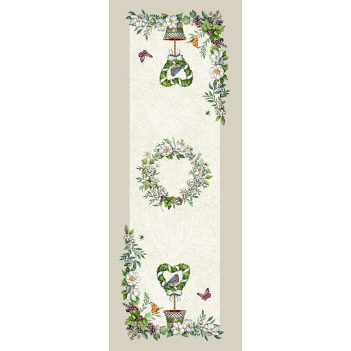 Fantasy Garden virágos, lepkés asztali futó, 37x100 cm