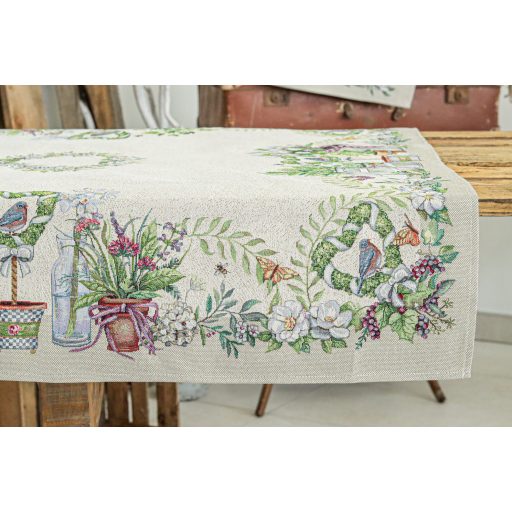 Fantasy Garden virágos, lepkés asztalterítő, 96x100 cm