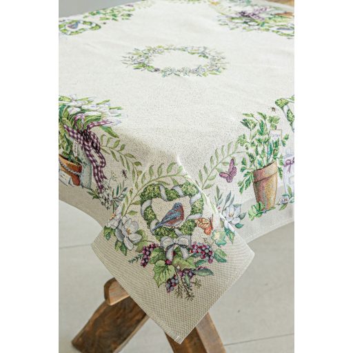 Fantasy Garden virágos, lepkés asztalterítő, 96x100 cm