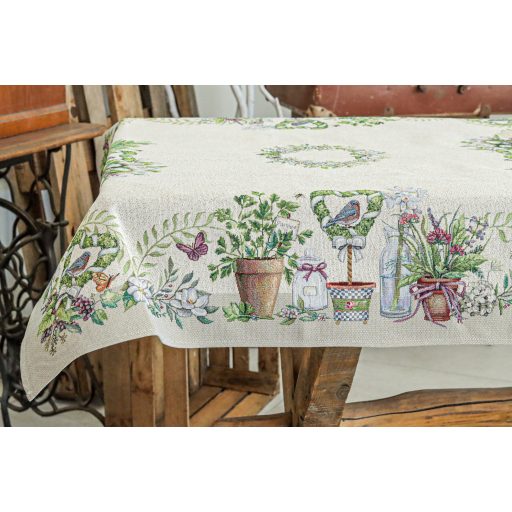 Fantasy Garden virágos, lepkés asztalterítő, 96x100 cm