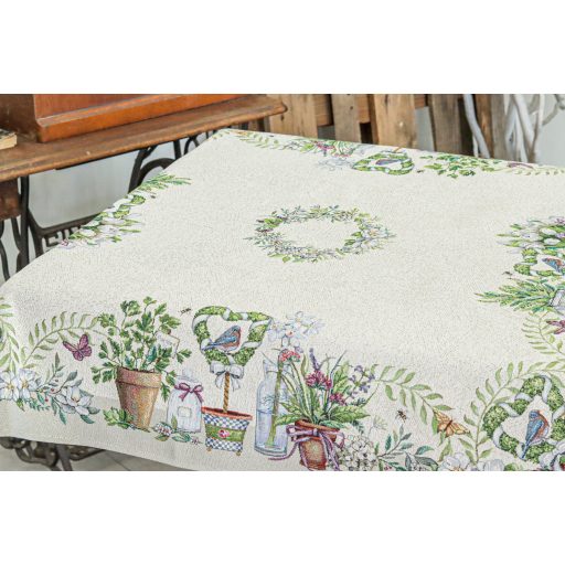Fantasy Garden virágos, lepkés asztalterítő, 96x100 cm