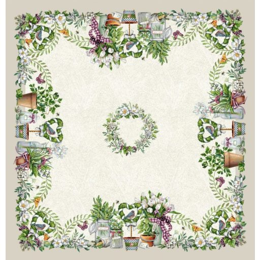 Fantasy Garden virágos, lepkés asztalterítő, 96x100 cm