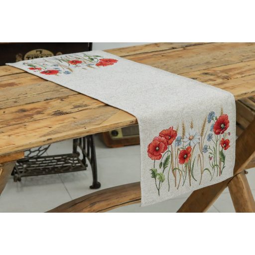 Pipacsos, búzavirágos asztali futó, 44x140 cm