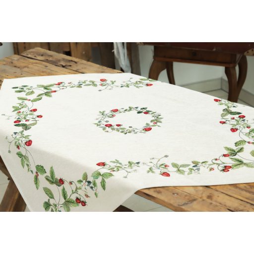 Szamócás asztalterítő, 96x100 cm