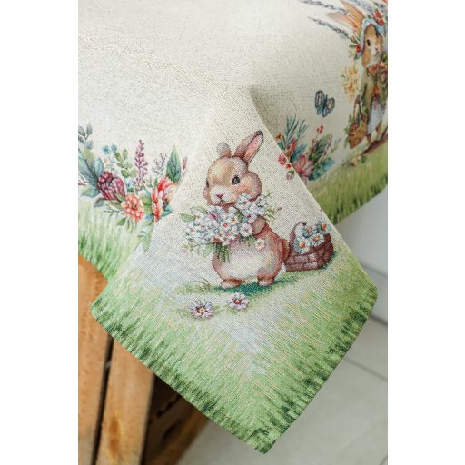 Nyuszi pár a zöld fűben asztalterítő, 137x180 cm