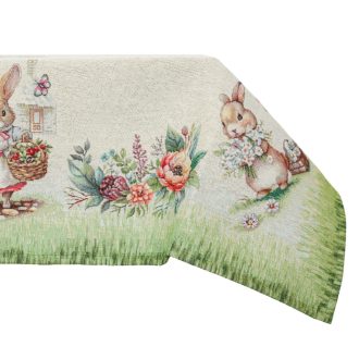 Nyuszi pár a zöld fűben asztalterítő, 137x240 cm