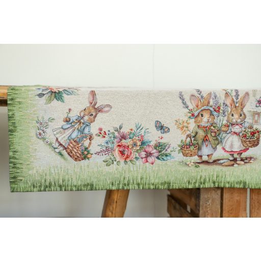 Nyuszi pár a zöld fűben asztalterítő, 137x240 cm