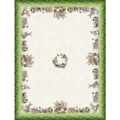 Nyuszi pár a zöld fűben asztalterítő, 137x240 cm