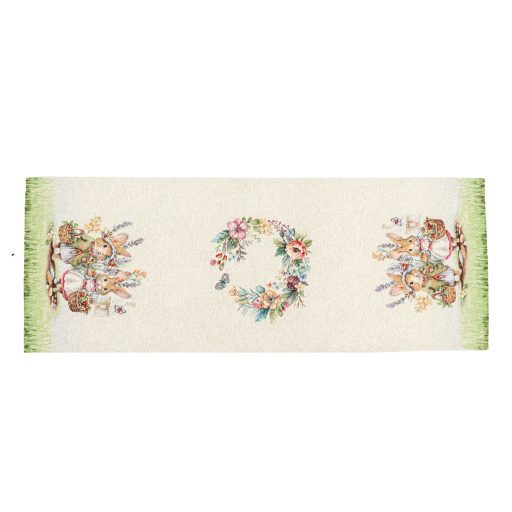 Nyuszi pár a zöld fűben asztali futó, 44x140 cm